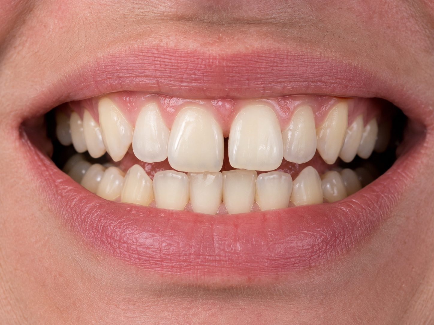 Uneven front teeth alignment

